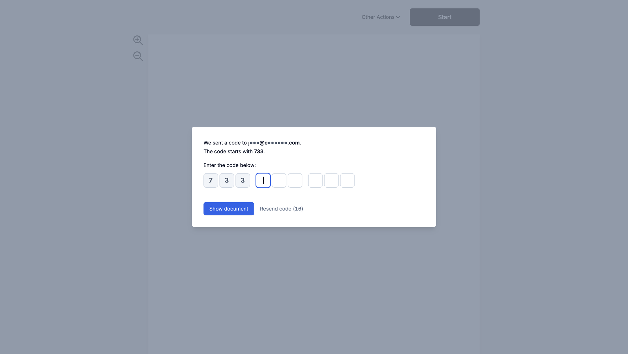 Code entry interface