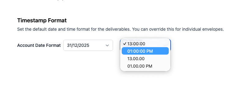 Timestamp format setting