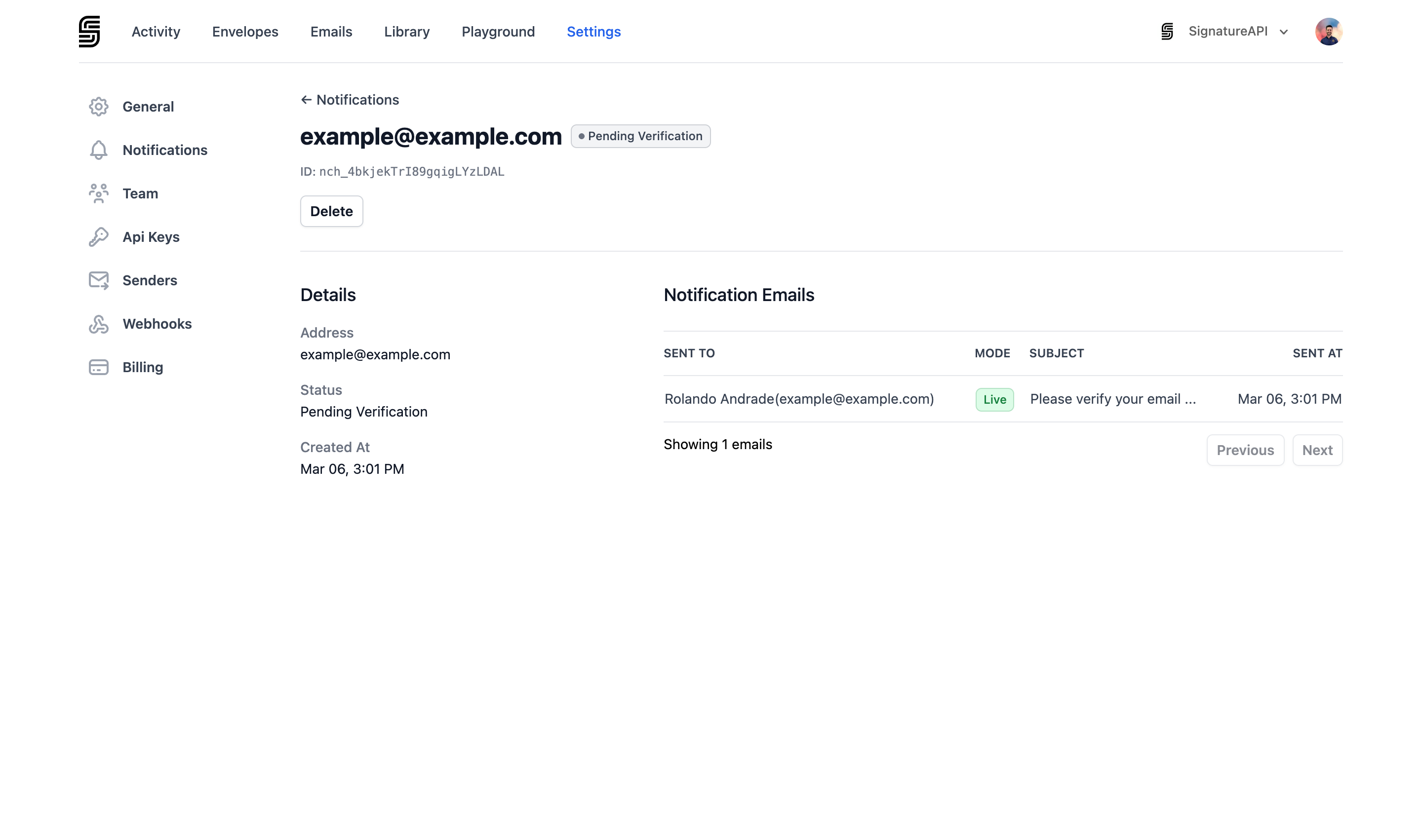 Notification channel details