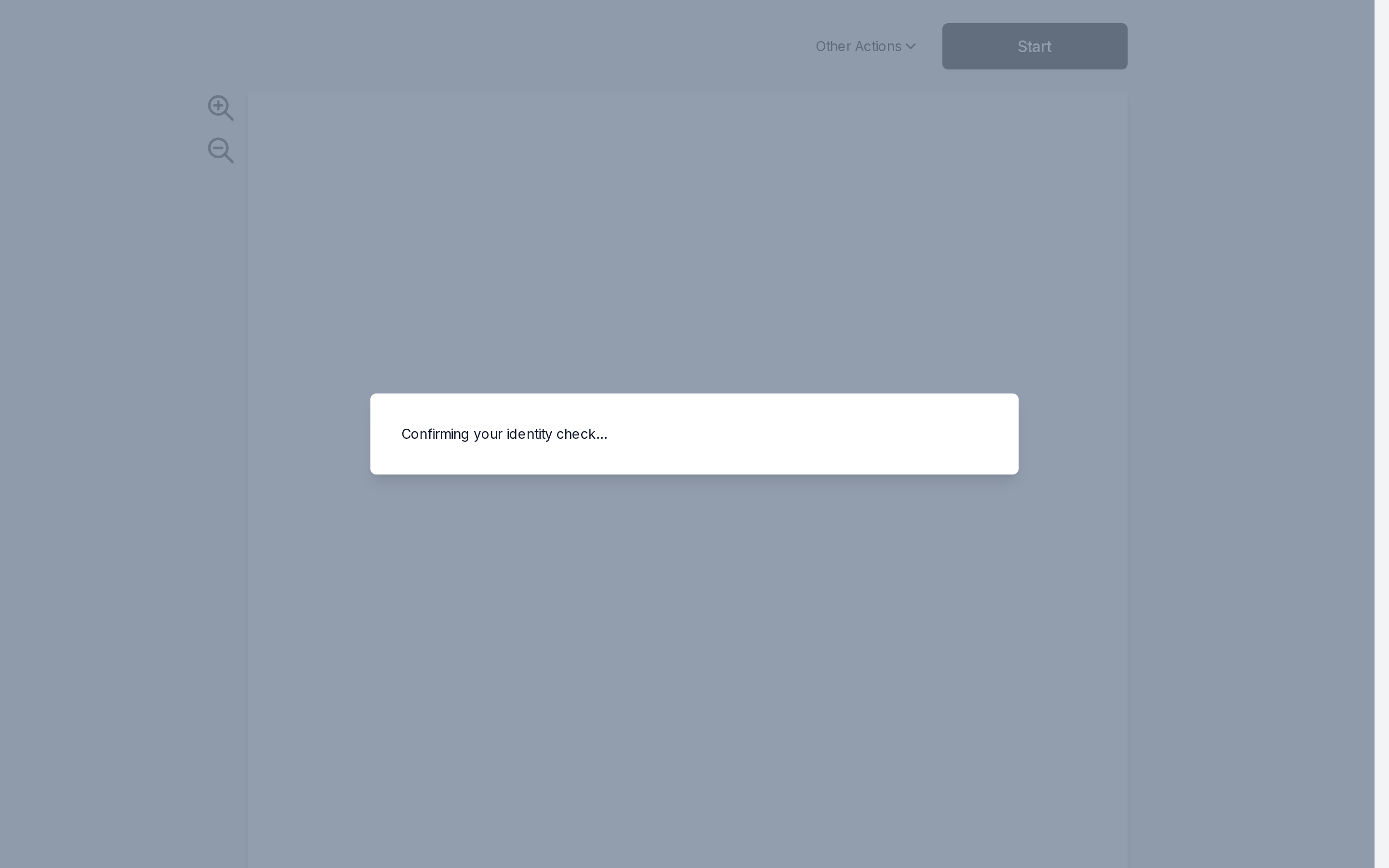 Ceremony dialog reading Confirming your identity check