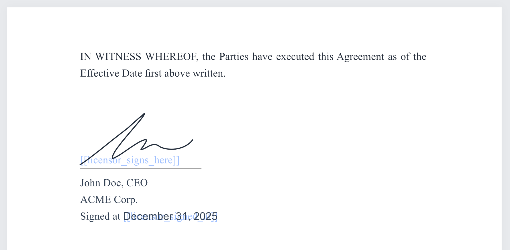 Placeholder positioning signed