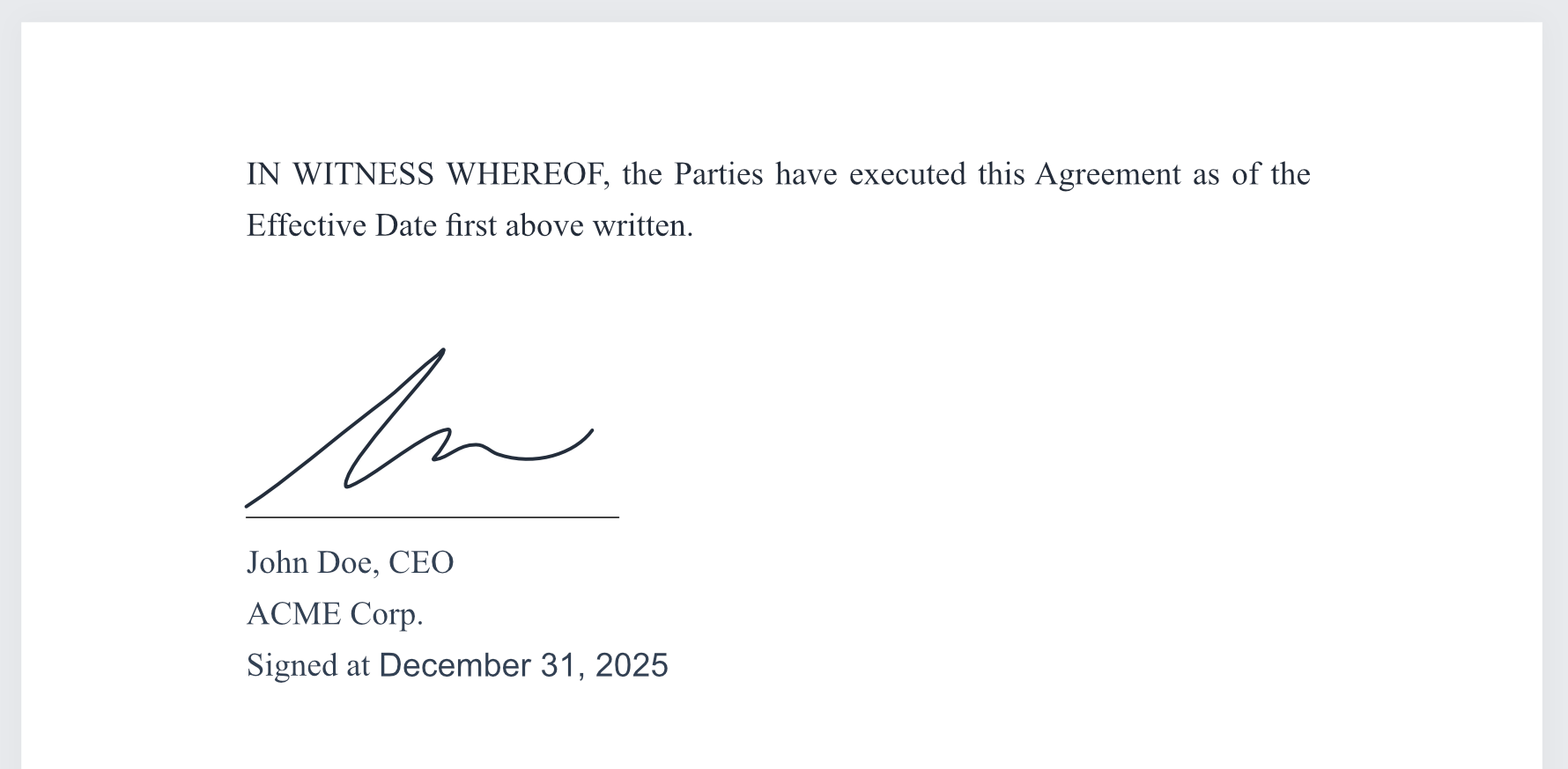 Placeholder positioning signed white text