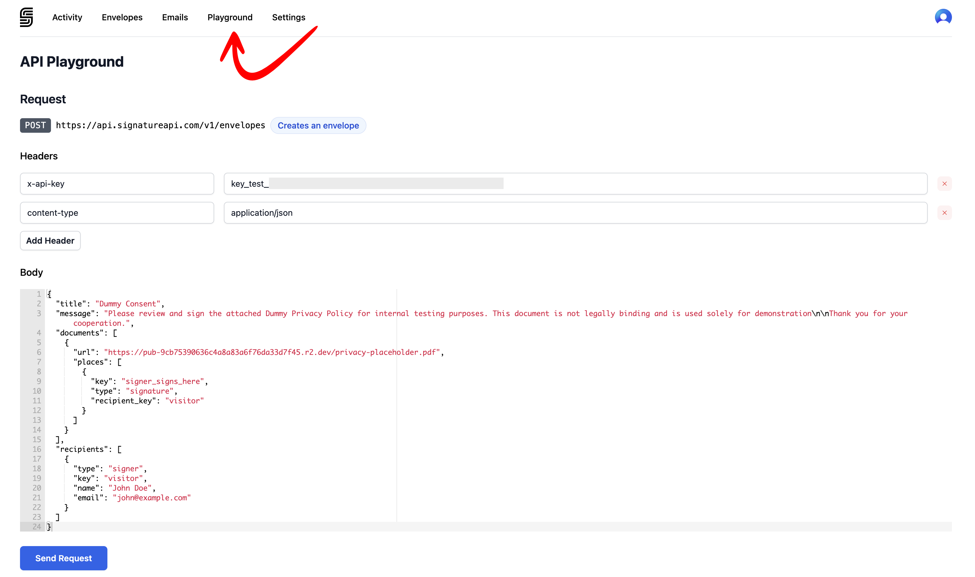 SignatureAPI API Playground