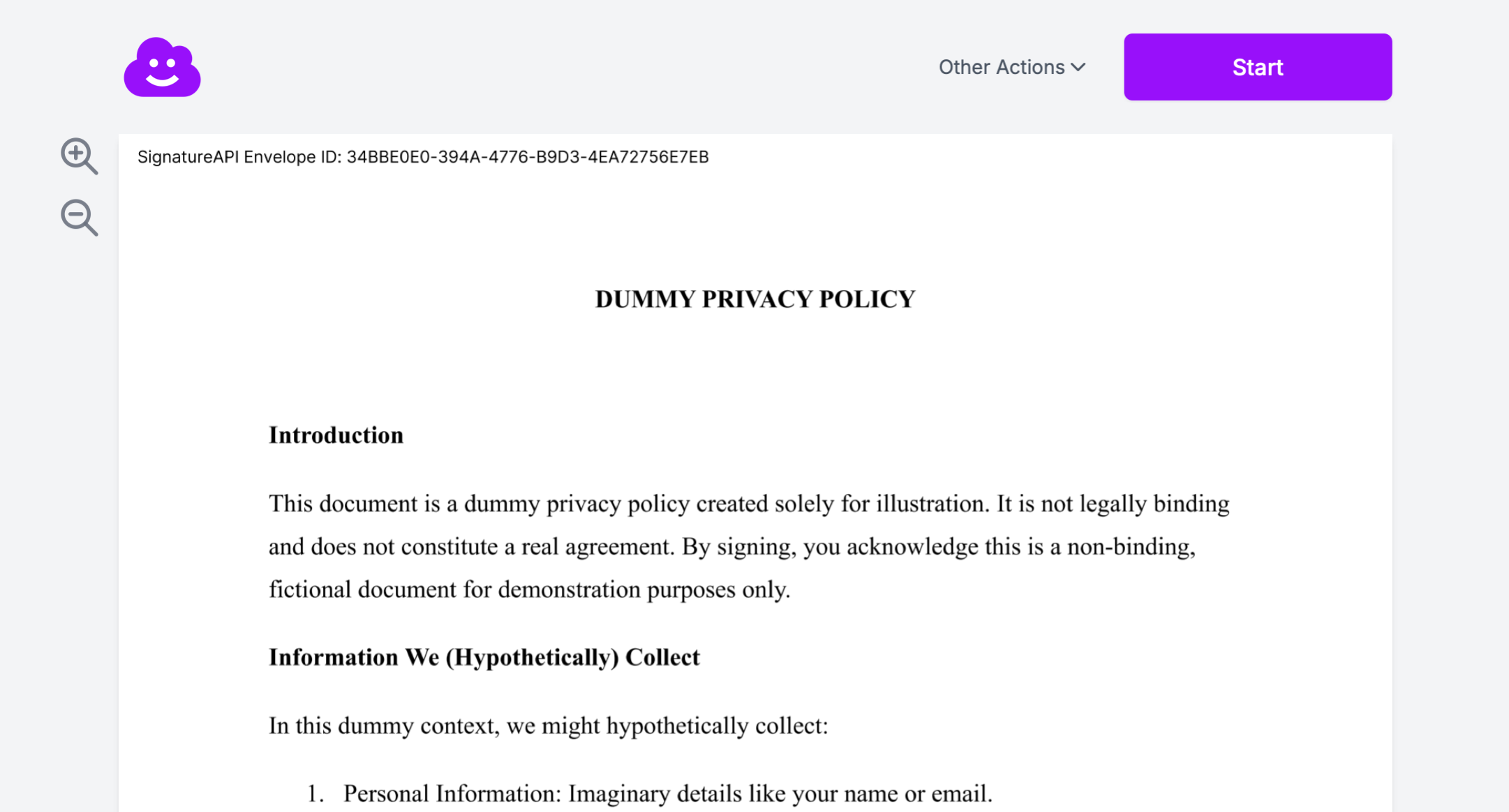 Signing ceremony interface with custom branding applied
