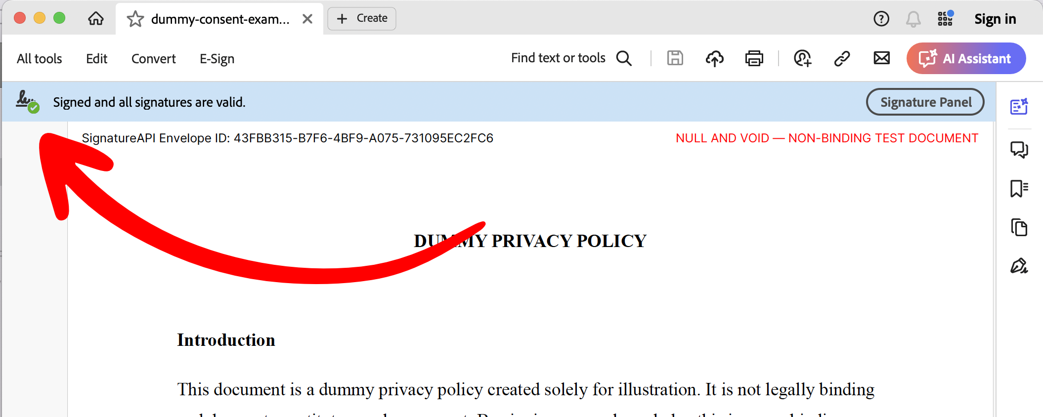 Valid Signature Message in Adobe Acrobat