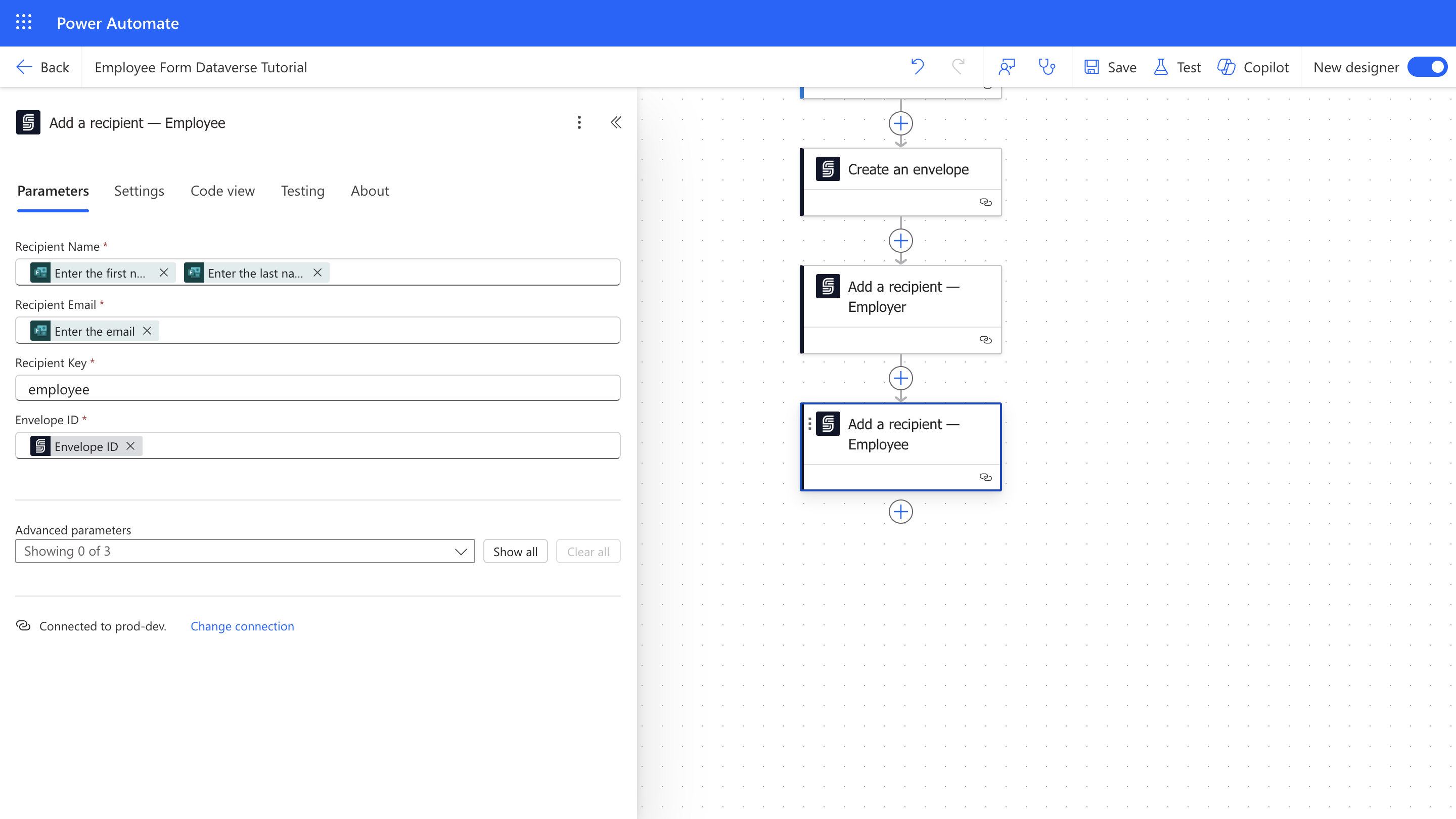Add recipient employee