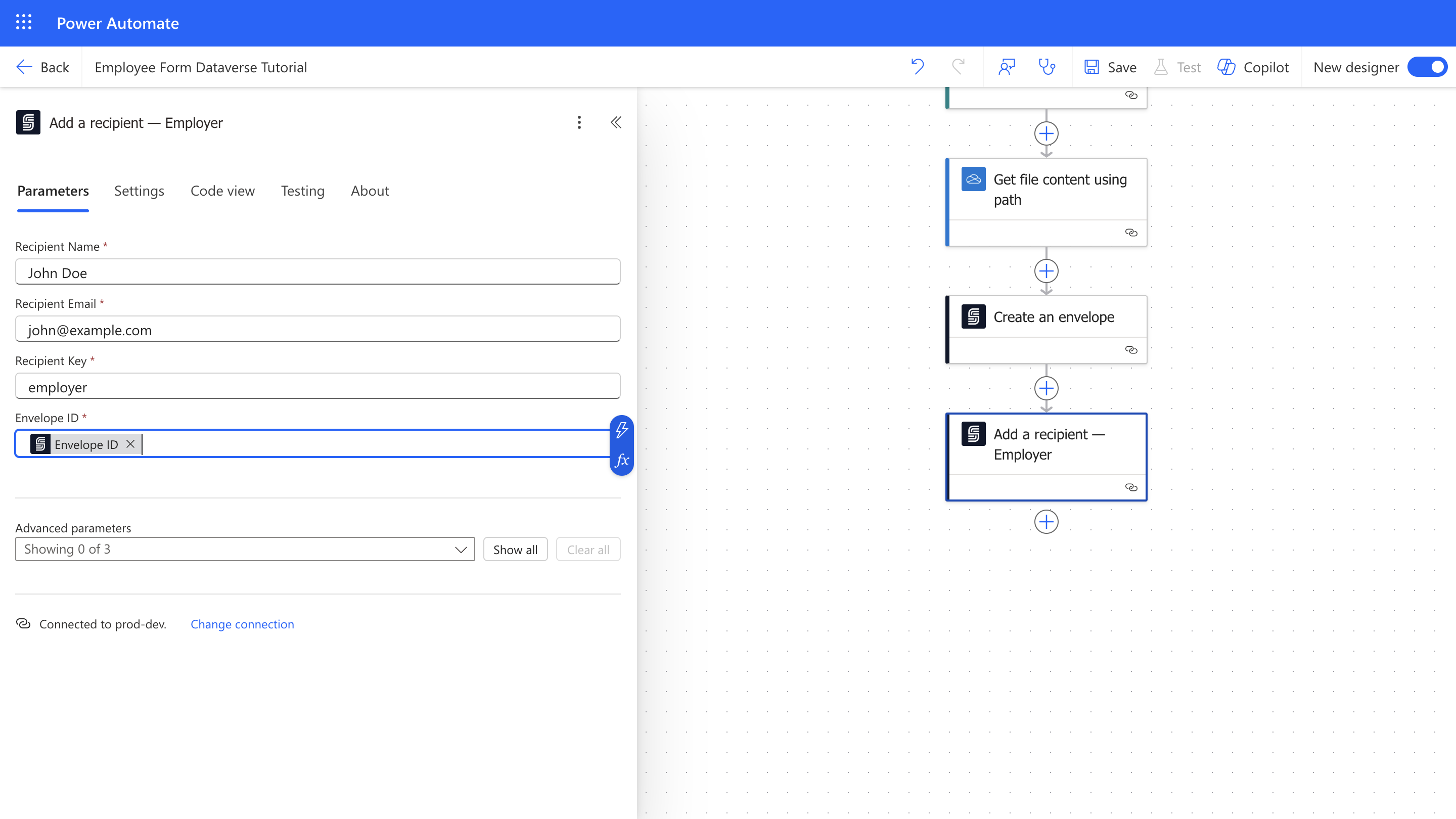 Add recipient employer