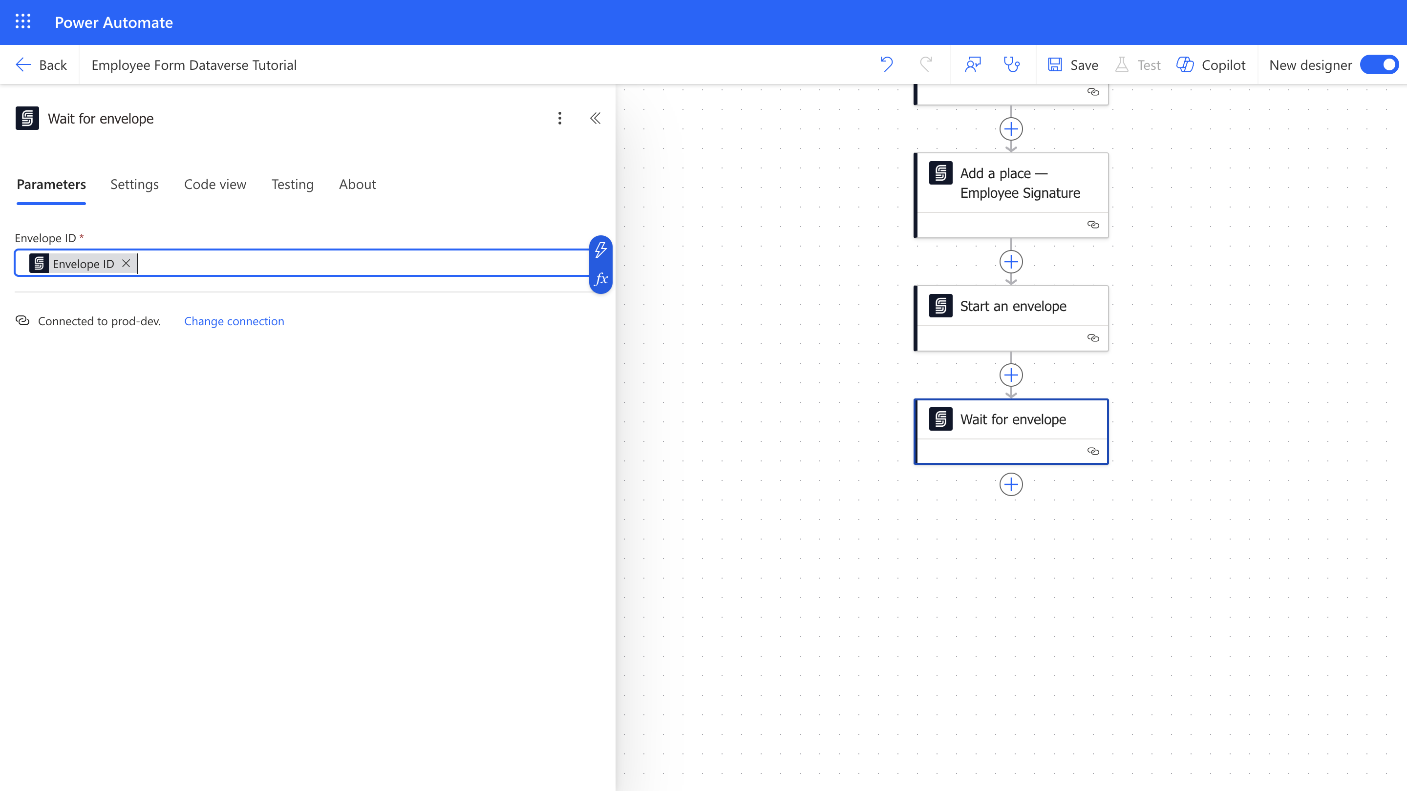 Wait for envelope completion