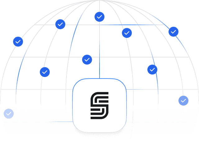 Globe illustration with blue checkmarks representing worldwide electronic signature compliance